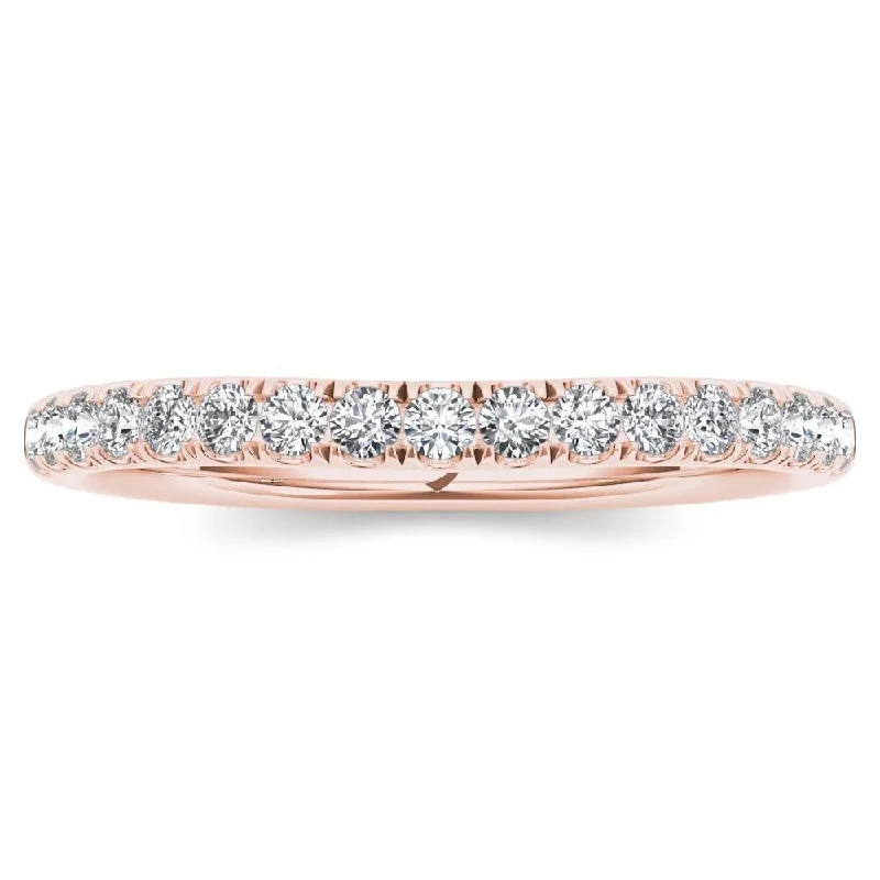 Women’s oval engagement rings-De Couer 14k Rose Gold 1/8ct TDW Diamond Women's Wedding Band