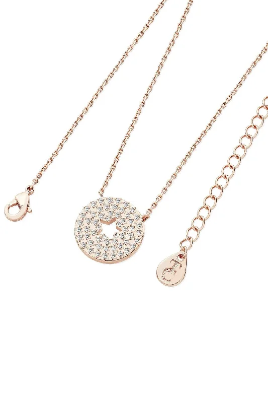 Women’s luxury gold necklaces-Cutout Round Pave Pendant