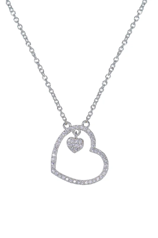 Women’s cubic zirconia pendant necklaces-Emberly Silver Heart Necklace