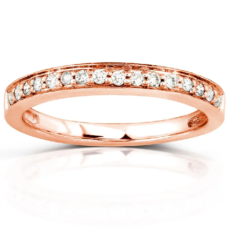 Women’s minimalist engagement rings-Annello by Kobelli 14k Rose Gold 1/6ct TDW Classic Diamond Wedding Band