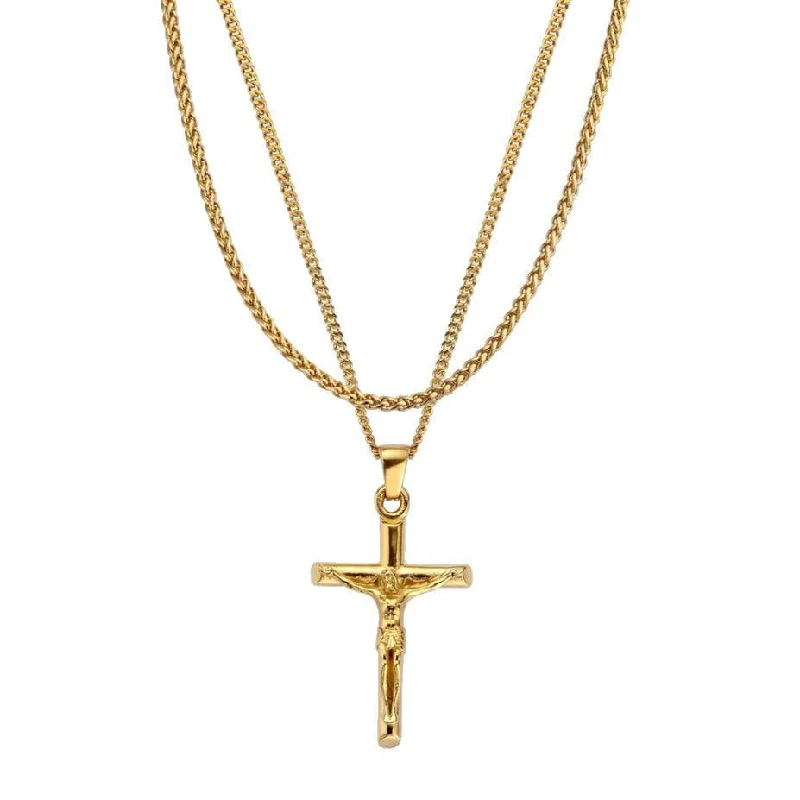 Women’s gold pendant necklaces-Crucifix X Chain