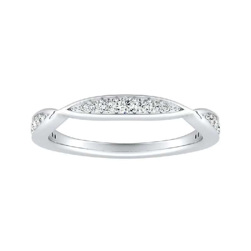 Women’s statement engagement rings-Auriya 1/5ctw Curved Diamond Wedding Band Platinum