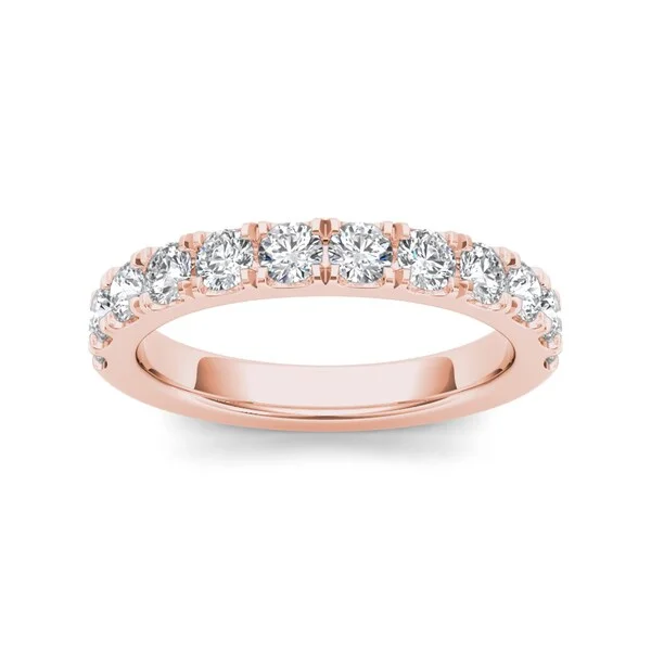 Women’s princess cut engagement rings-De Couer 14k Rose Gold 7/8ct TDW Diamond Women's Wedding Band - Pink