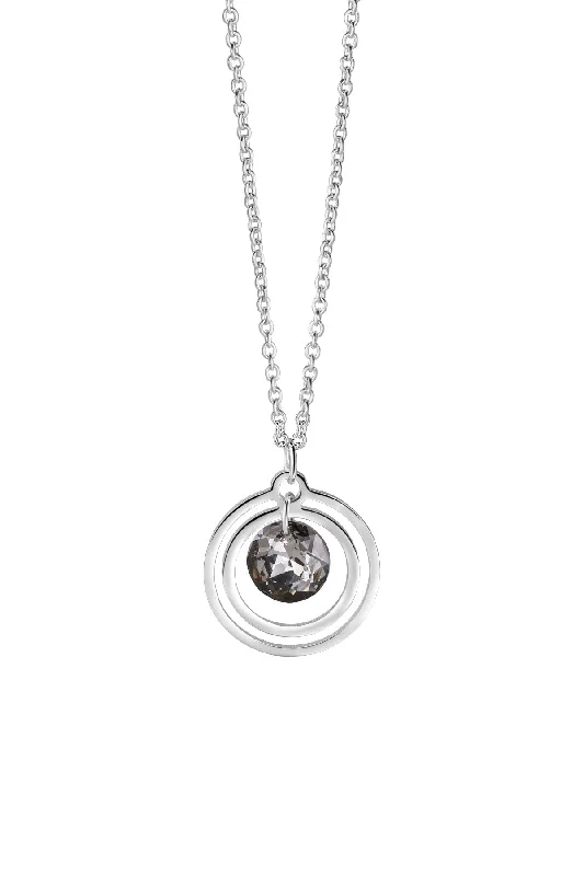 Women’s elegant necklaces-Circular Pendant Black Stone