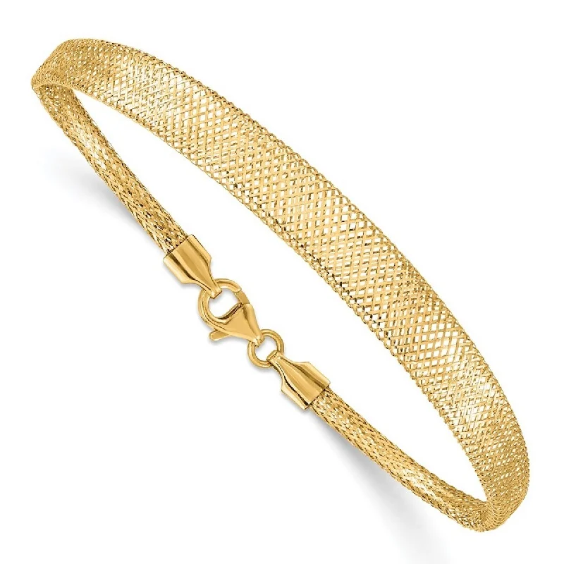 Women’s boho bracelets-Curata 14k Yellow Gold 6.92mmStretch Mesh Graduated Bracelet 7 Inch