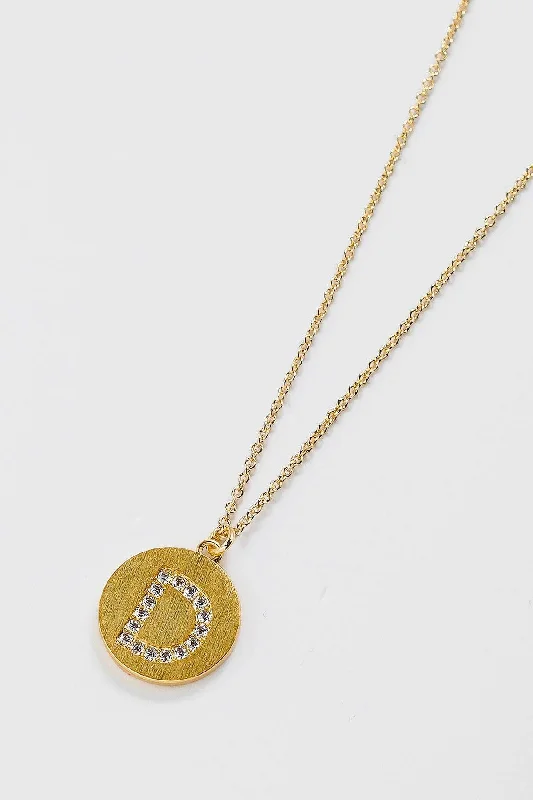 Women’s colorful gemstone necklaces-The "D" Initial Necklace in Gold