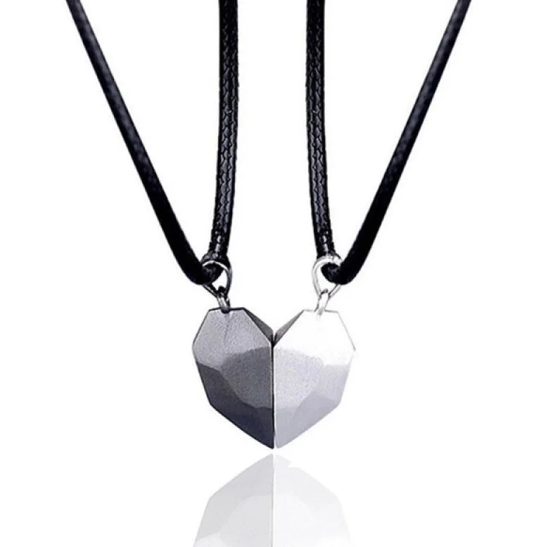 B Style Love Necklace Black and White Black Rope