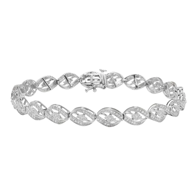 Women’s twisted bangles-Diamond Bracelet in Sterling Silver (1/4ct tw)