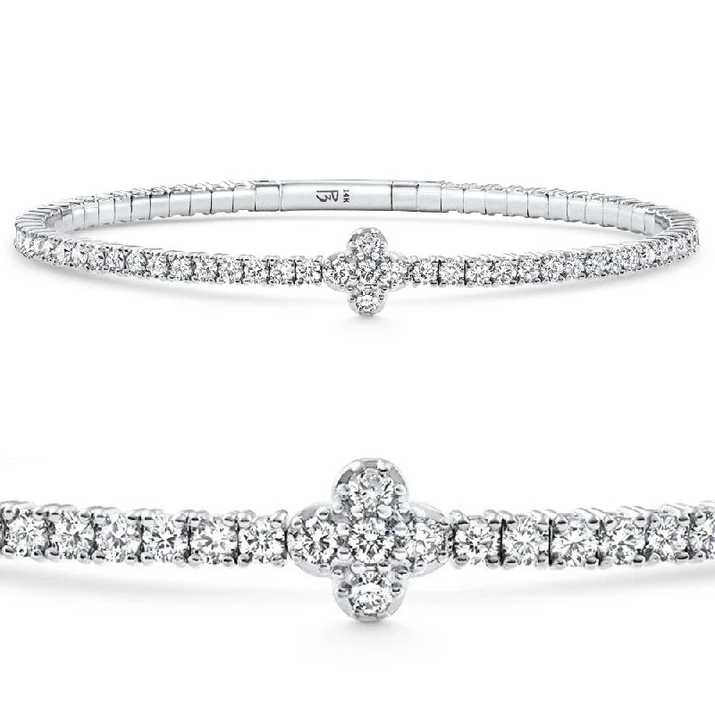 Women’s gemstone charm bracelets-3.70Ct Diamond Flexible Tennis Bangle Bracelet White Gold Lab Grown