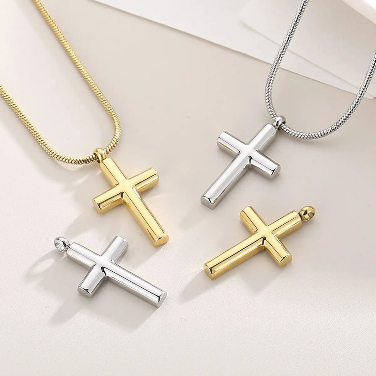 Women’s everyday necklaces-Stainless Steel 18K Gold Plated Basic Cross Plating Pendant Necklace