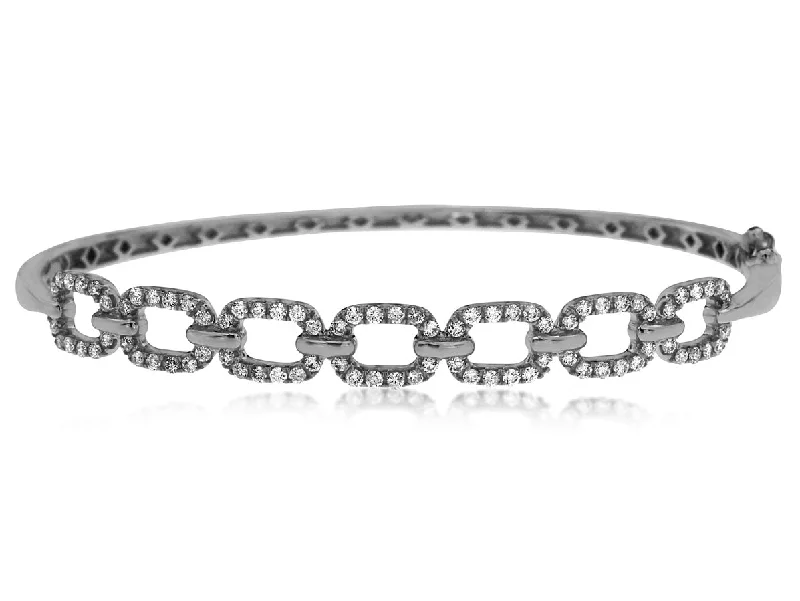 Women’s gemstone bracelets-.85 CT Natural Diamond Rectangle Link Bangle Bracelet White Gold