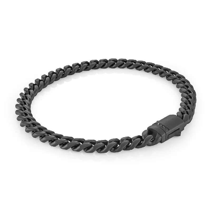 Women’s twisted bangles-BLACK 6MM CURB CHAIN BRACELET