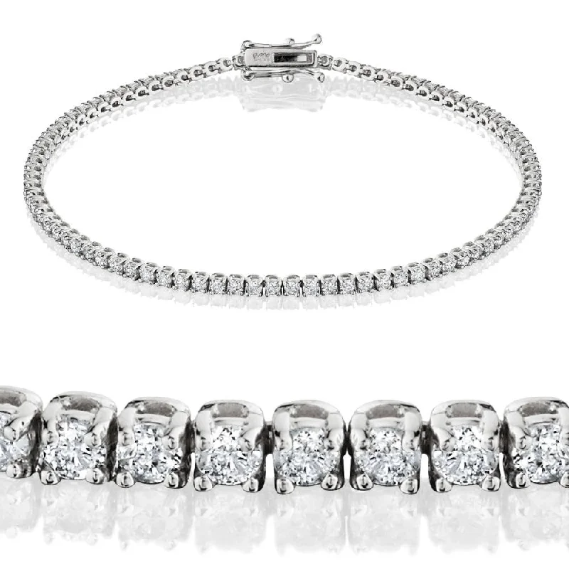 Women’s engraved charm bracelets-2 Carat Diamond Tennis Bracelet White Gold 7"