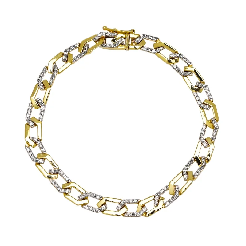 Women’s crystal bangles-Diamond Link Bracelet in 10kt Yellow Gold (1ct tw)