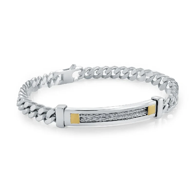 Women’s delicate bracelets-CURB CHAIN CABLE ID TAG BRACELET