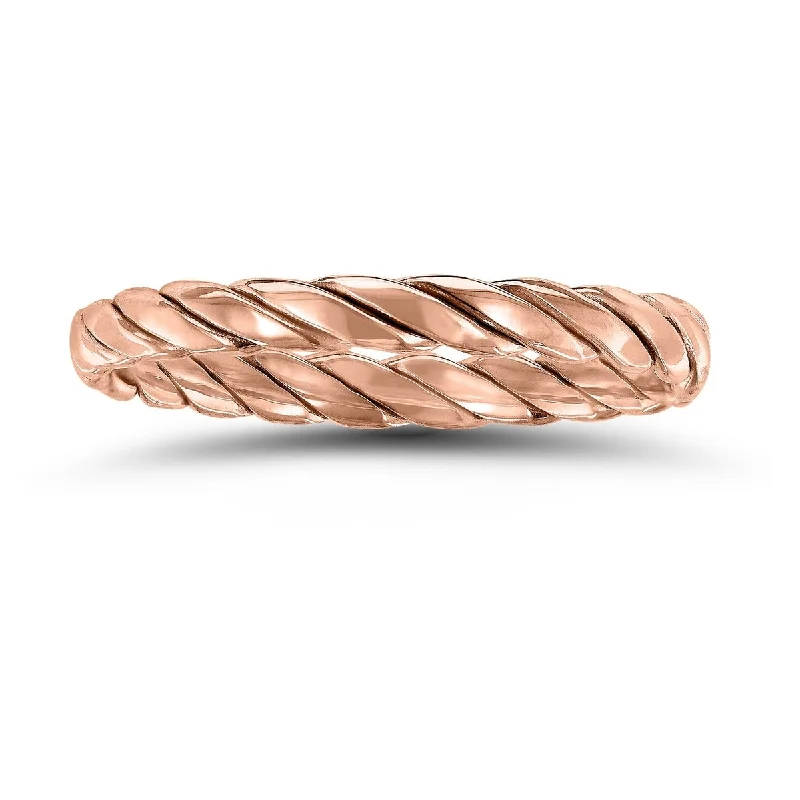 Women’s luxury engagement rings-1.7MM Braided Rope Twist Wedding Band in 14K Rose Gold