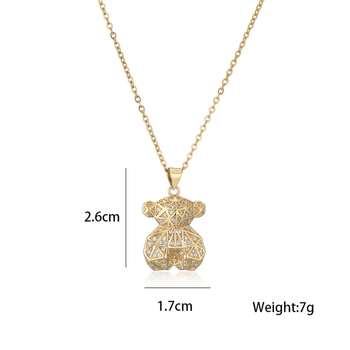 Women’s timeless necklaces-Copper-plated 18k Gold Micro-inlaid Zircon Bear Pendant Necklace