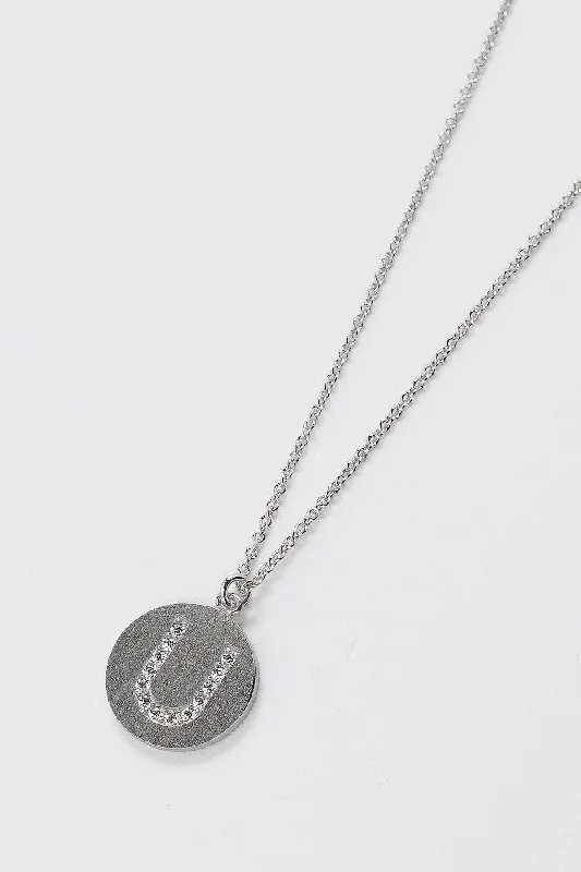 Women’s sapphire necklaces-U Initial Necklace in Silver