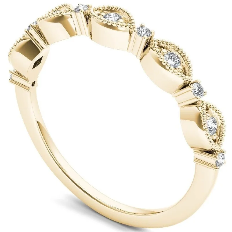 Women’s gold engagement rings-De Couer 10k Gold 1/10ct TDW Wedding Band