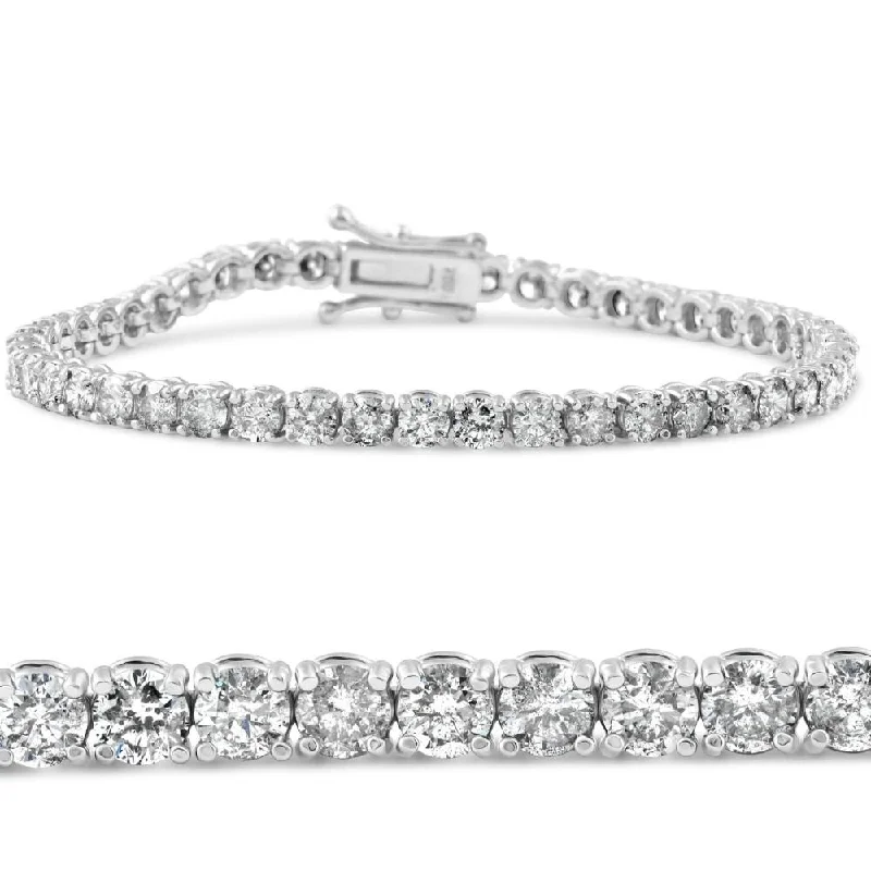 Women’s matching bracelets and rings-6ct TDW Diamond Tennis Bracelet White Gold 7 Inches