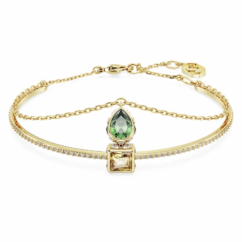 Women’s adjustable bracelets-Swarovski Green and Yellow Stilla Bangle Bracelet