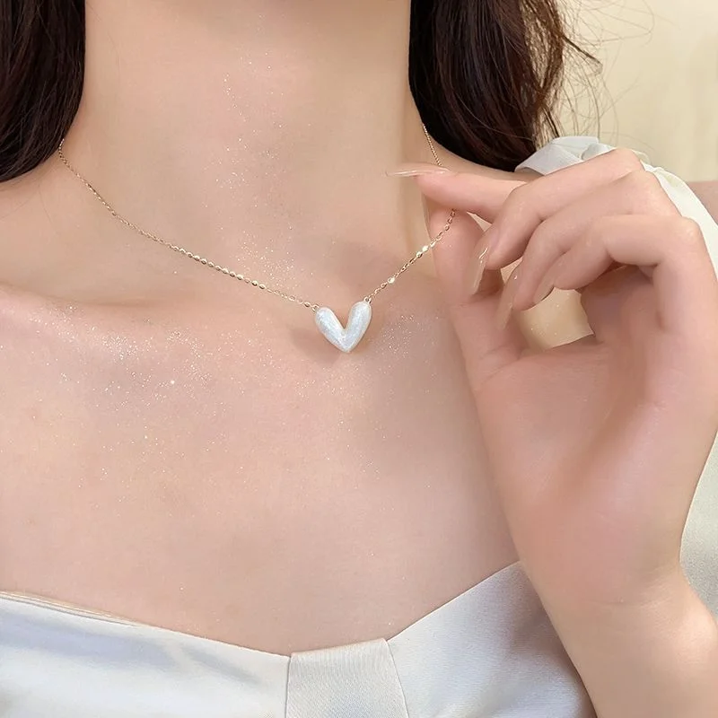 Pearl White Heart Necklace