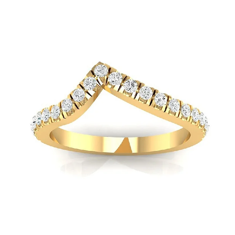 Women’s contemporary engagement rings-Auriya 14k Gold 3/8ctw Curved Diamond Wedding Band - Yellow