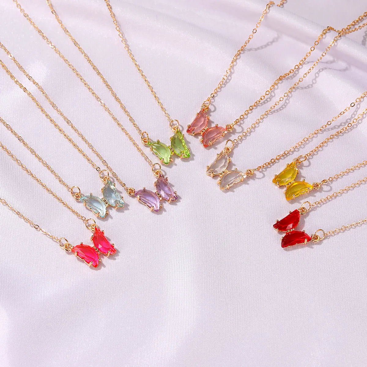 Women’s initial necklaces-Simple Style Butterfly Artificial Crystal Alloy Plating Women's Necklace