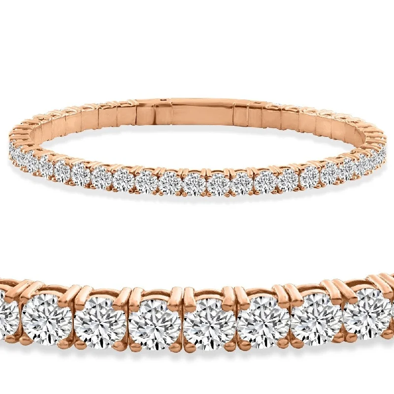 Women’s butterfly bracelets-10Ct TW Diamond Flexible Tennis Bracelet Bangle Gold Lab Grown