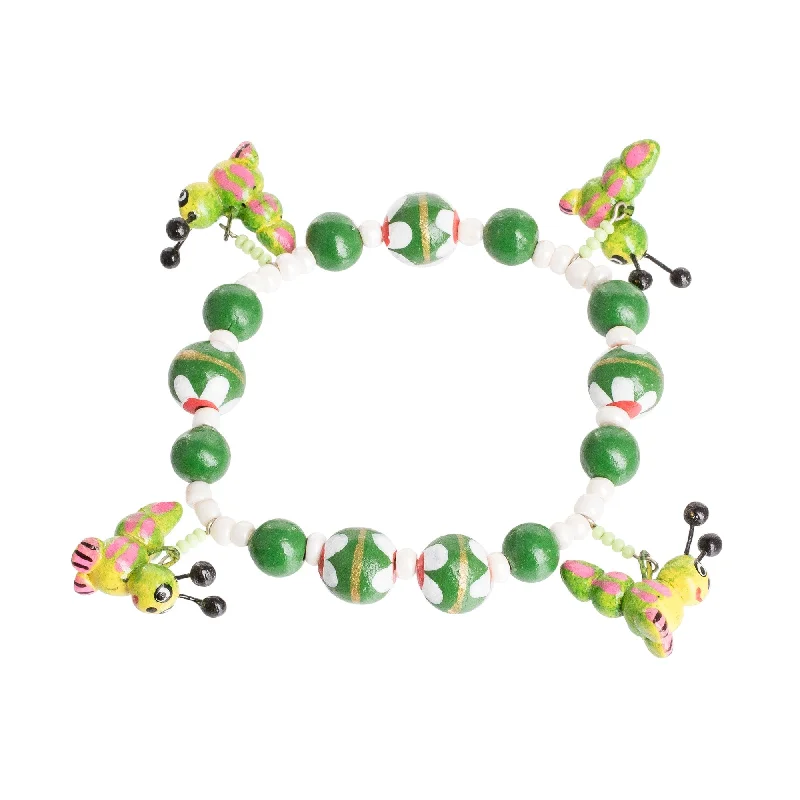 Women’s friendship bracelets-Novica Handmade Merry Caterpillars Ceramic Beaded Stretch Bracelet