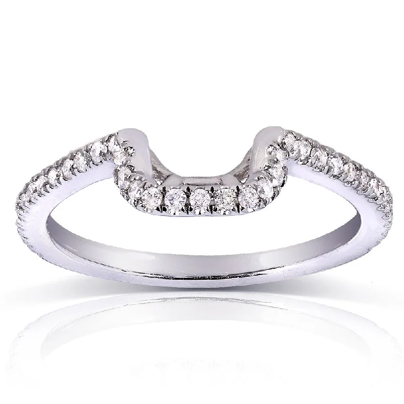 Women’s split shank engagement rings-Annello by Kobelli 14k White Gold 1/5ct TDW Ladies Contoured Diamond Wedding Band