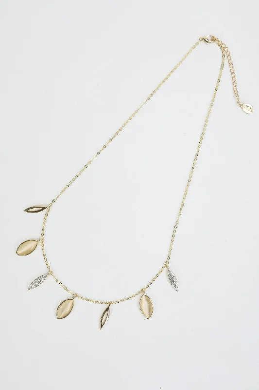 Women’s geometric pendant necklaces-Crystal Drop Gold Necklace