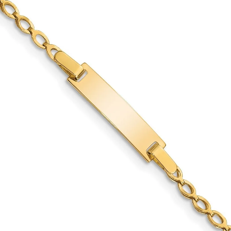 Women’s tennis and charm bracelets-Curata 14k Yellow Gold Engravable Lobster Claw Closure Polished Baby ID Bracelet