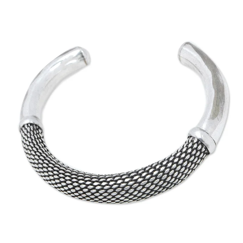 Women’s trendy bracelets-Novica Handmade Feel Sterling Silver Cuff Bracelet