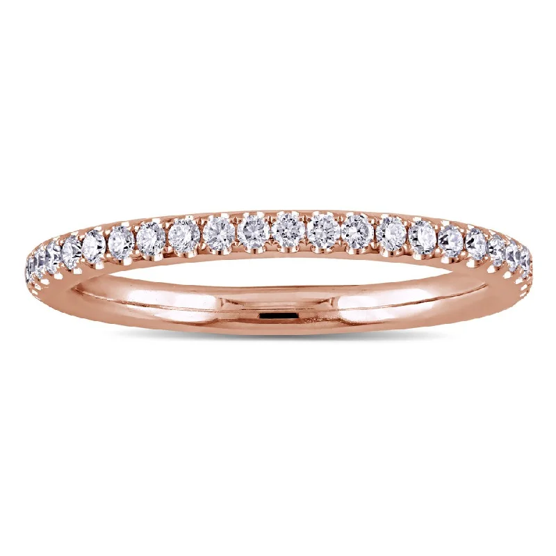 Women’s princess cut diamond engagement rings-Miadora 14k Rose Gold 1/3ct TDW Diamond Eternity Wedding Band - White