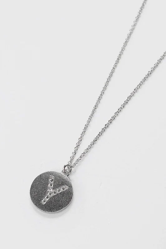 Women’s handmade necklaces-Y Initial Necklace in Silver