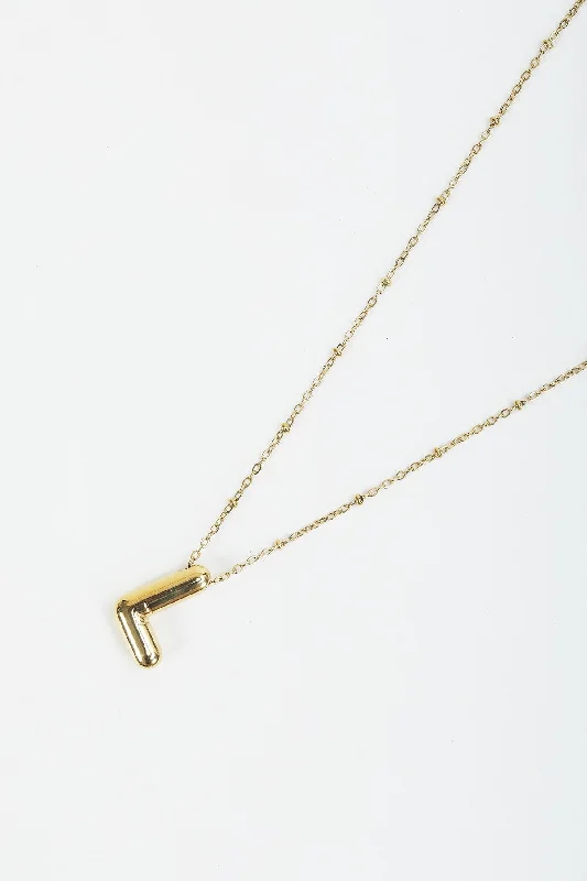 Women’s custom necklaces-Bubble "L" Gold Initial Necklace