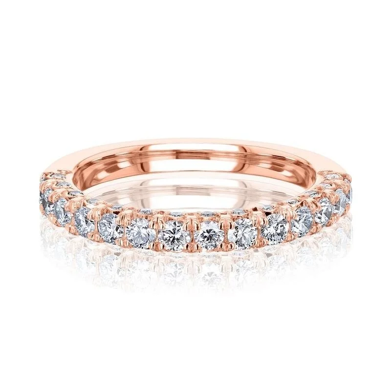 Women’s cushion diamond engagement rings-Annello by Kobelli Taylor 14k Gold Diamond Half Eternity Multi-row Wedding Ring (GH/I)