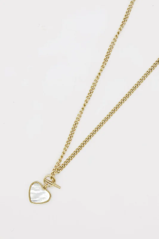 Women’s engraved necklaces-Braid Chain Necklace with Heart in Gold