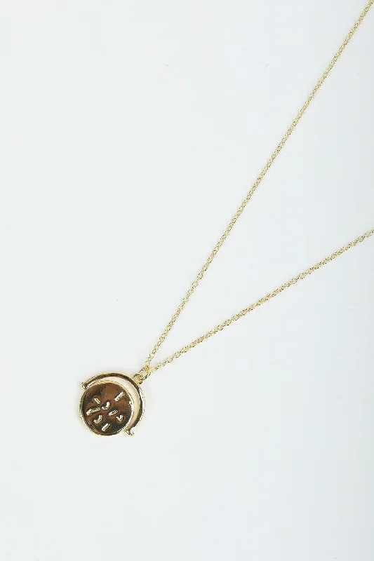 Women’s fashionable necklaces-Gold "I Love You" Spinning Disc Necklace